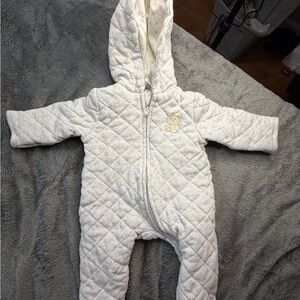 Little Me Gray Quilted Bunting with Bear